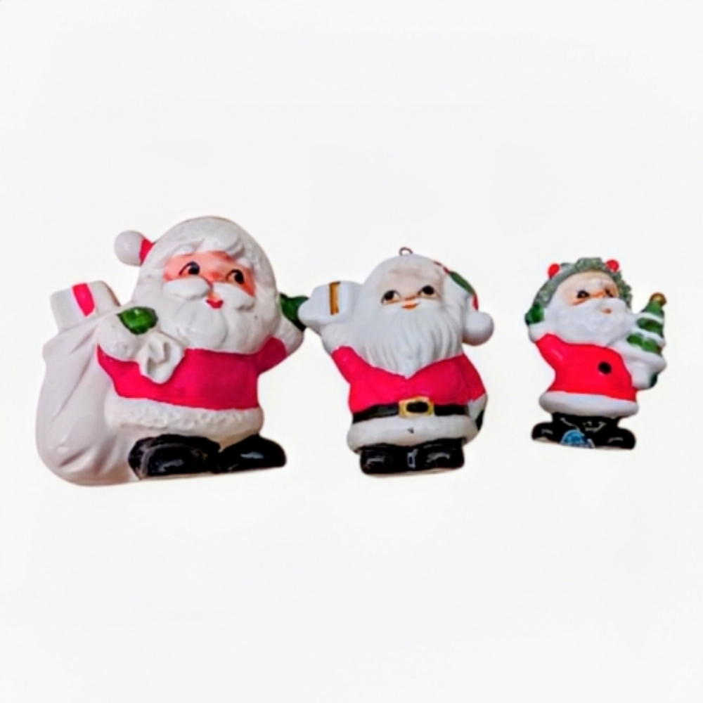 Vintage Japanese  ceramic Santa Ornaments – Set of 3 - EUC Giftcraft
